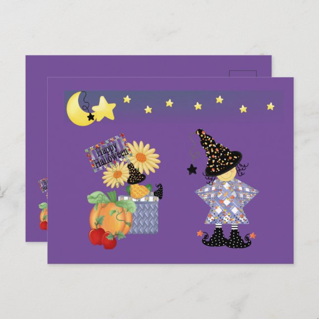 Cartão Postal Feliz Dia das Bruxas 3 (Frente/Verso)