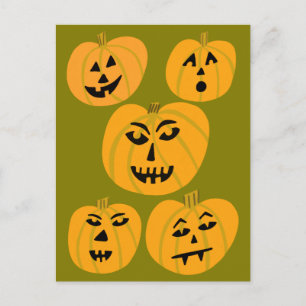Cartão Postal FELIZ DIA DAS BRUXAS Abóboras Jack-O-Lanterns