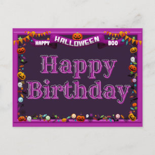 Cartão Postal Feliz Dia das Bruxas/Aniversário