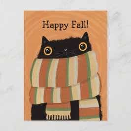 Cartão Postal Feliz Dia das Bruxas de Gato Negro
