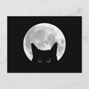Cartão Postal Feliz Dia das Bruxas de Gato Negro
