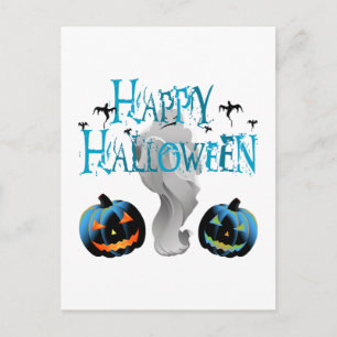 Cartão Postal Feliz Dia das Bruxas Fantasma -Festa de Halloween