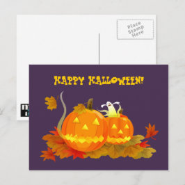 Cartão Postal Feliz Dia das Bruxas! Funny Jack O'Lantern