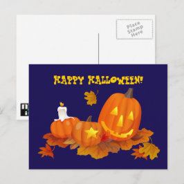 Cartão Postal Feliz Dia das Bruxas! Funny Jack O'Lanterns