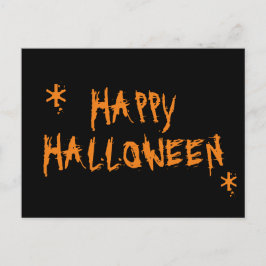 Cartão Postal Feliz Dia das Bruxas preto alaranjado assustador e