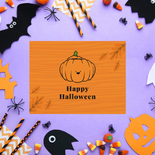 Cartão Postal Feliz Dia das Bruxas - Pumpkin Laranja