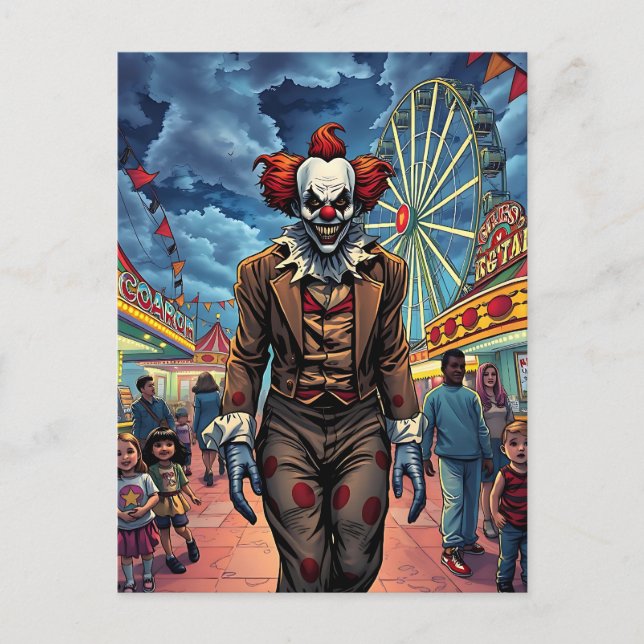 Cartão Postal Feliz Dia das Bruxas | Spooky Clown (Frente)