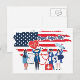 Cartão Postal Feliz Dia das Enfermeiras. DESIGN Patriótico dos E