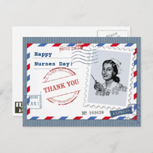 Cartão Postal Feliz Dia das Enfermeiras. Enfermeiro Retro