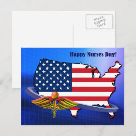 Cartão Postal Feliz Dia das Enfermeiras. Patriótico dos EUA