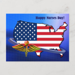 Cartão Postal Feliz Dia das Enfermeiras. Patriótico dos EUA