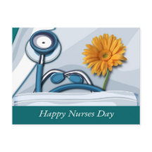 Feliz Dia das Enfermeiras. Stethoscope e Daisy