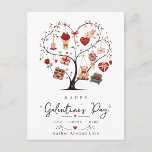 Cartão Postal Feliz Dia das Galentinas Amiga Coração Árvore Amor