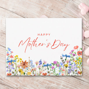Cartão Postal Feliz Dia das Mães Colorido Flores Silvestres