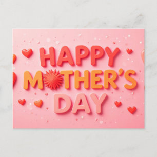Cartão Postal Feliz Dia das Mães com Corações