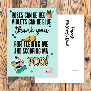 Cartão Postal Feliz Dia das Mães Engraçado Fofo Azul Da Gata