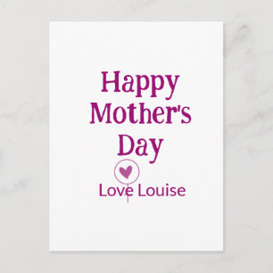 Cartão Postal Feliz dia das mães nome feminino amor mauve sinal