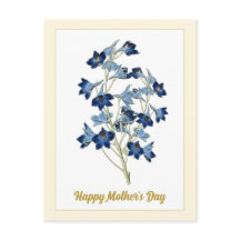 Feliz Dia das Mães Vintage Sininhos Azuis Flores