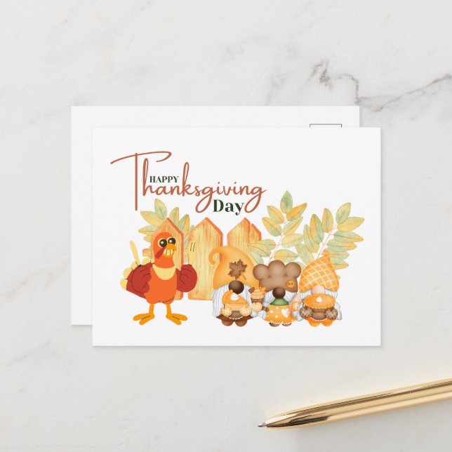 Cartão Postal Feliz Dia de Ação de Graças (Frente/Verso In Situ)
