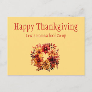 Cartão Postal Feliz Dia de Ação de Graças da Homeschool Co op