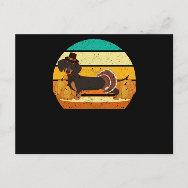 Cartão Postal Feliz Dia de Ação de Graças dachshund peru dia out (Frente)
