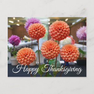 Cartão Postal Feliz Dia de Ação de Graças Dahlia Rosa Toscano