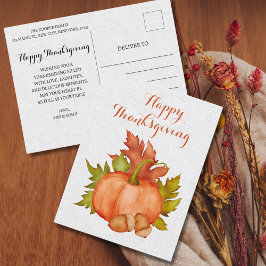 Cartão Postal Feliz Dia de Ação de Graças do outono Rustic Pumpk