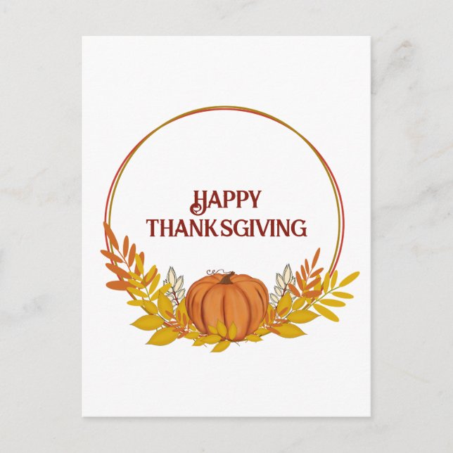 Cartão Postal Feliz Dia de Ação de Graças Pampkin (Frente)