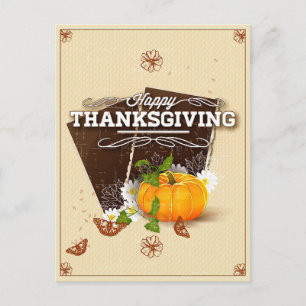 Cartão Postal Feliz Dia de Ação de Graças Vintage Pumpkin out