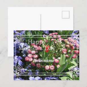 Cartão Postal feliz dia de as mães, frühlingsblumen mit schrift