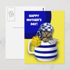 Cartão Postal Feliz Dia de as mães. Gatinho Gato
