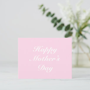 Cartão Postal Feliz Dia de as mães, rosa claro elegante clássi