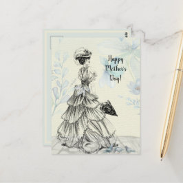 Cartão Postal Feliz Dia de as mães Vitoriano Parasol Pássaros