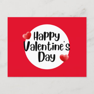 Cartão Postal Feliz dia de os namorados com amor de coração verm