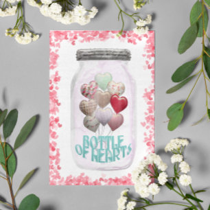 Cartão Postal feliz dia de os namorados Mason Jar Bottle of Hear
