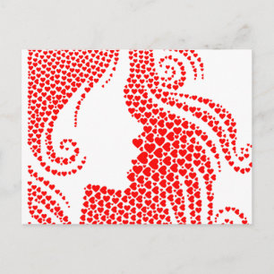 Cartão Postal Feliz dia de os namorados Red Hearts