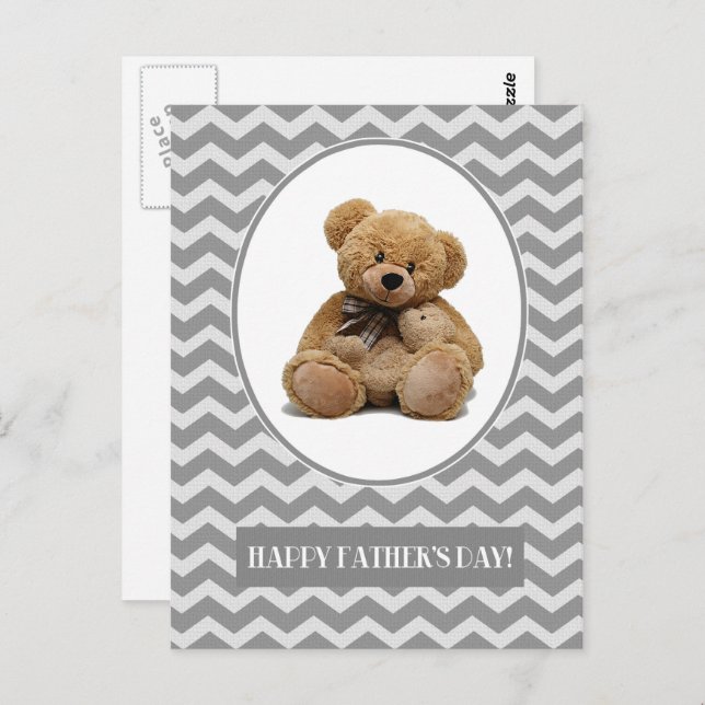 Cartão Postal Feliz Dia de os pais. Ursos de Teddy Bonitos (Frente/Verso)