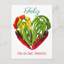 Cartão Postal Feliz Dia De San Valentin Chili Peppers Heart