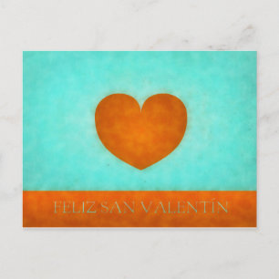 Cartão Postal Feliz día de San Valentín. Corazón Naranja.
