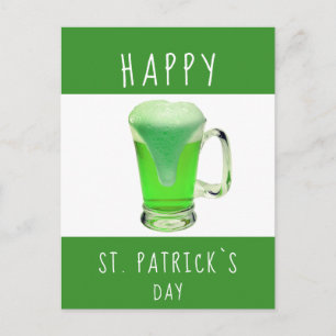 Cartão Postal Feliz dia de São Patrício Cerveja Verde