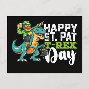 Cartão Postal Feliz Dia de São Patrício do Dinossauro T Rex