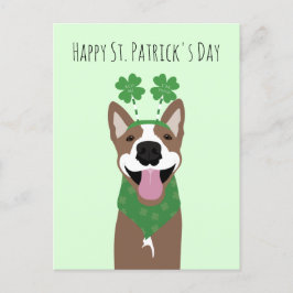 Cartão Postal Feliz Dia de São Patrício Marrom Cachorro Verde