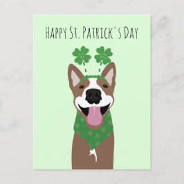 Cartão Postal Feliz Dia de São Patrício Marrom Cachorro Verde