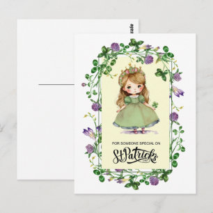 Cartão Postal Feliz Dia de São Patrício. Pequena Princesa Irland