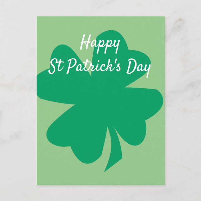 Cartão Postal Feliz Dia de São Patrício Shamrock Leaf Irish Cust (Frente)
