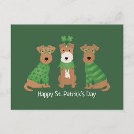 Cartão Postal Feliz Dia de São Patrício Welsh Wire Fox Terrier D