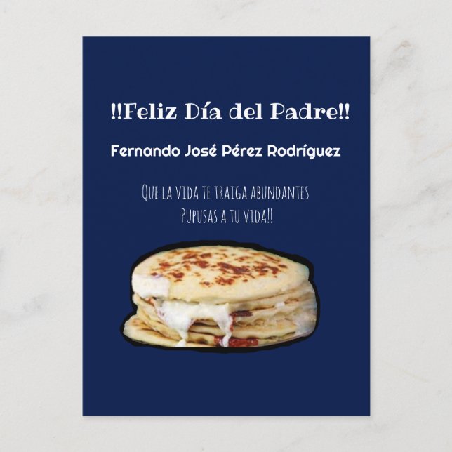 Cartão Postal Feliz Día del Padre para el Comelón de Pupusas (Frente)