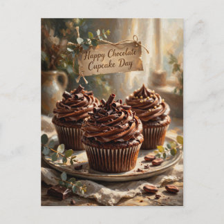 Cartão Postal Feliz Dia do Cupcake de Chocolate