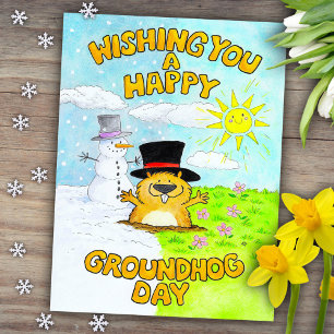 Cartão Postal Feliz Dia do Groundhog
