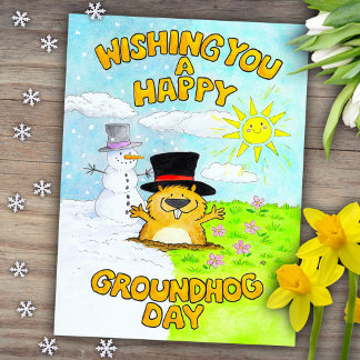 Cartão Postal Feliz Dia do Groundhog